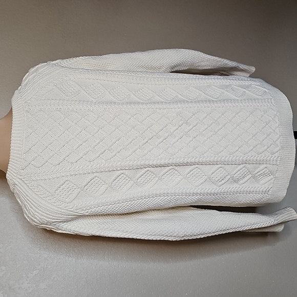 J.crew Medium Women's Cream Cotton Cable Knit Sweater - Picture 5 of 10